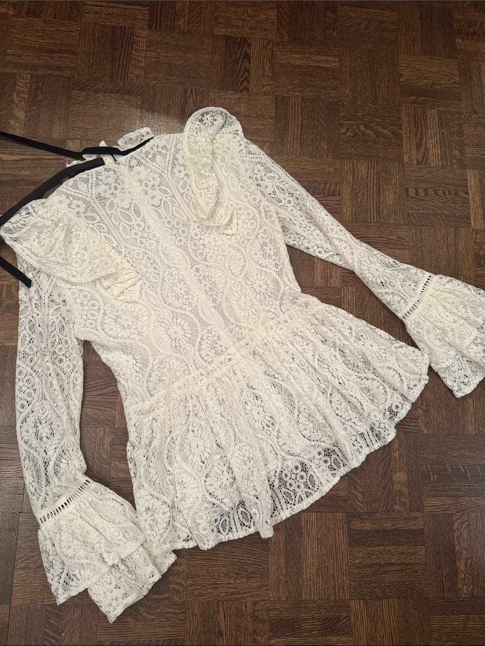 Women’s Lace Long-Sleeve peplum Top size S - Zimmermann style - Picture 6 of 10
